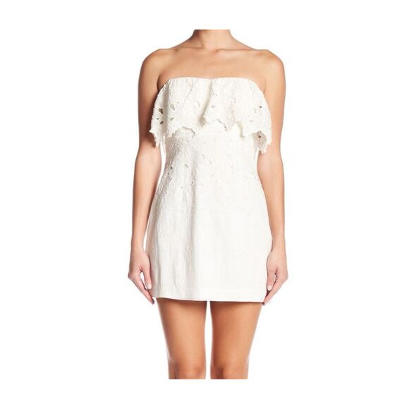 Free People Womens Morning Dove Strapless Mini Dress Off-White NWT